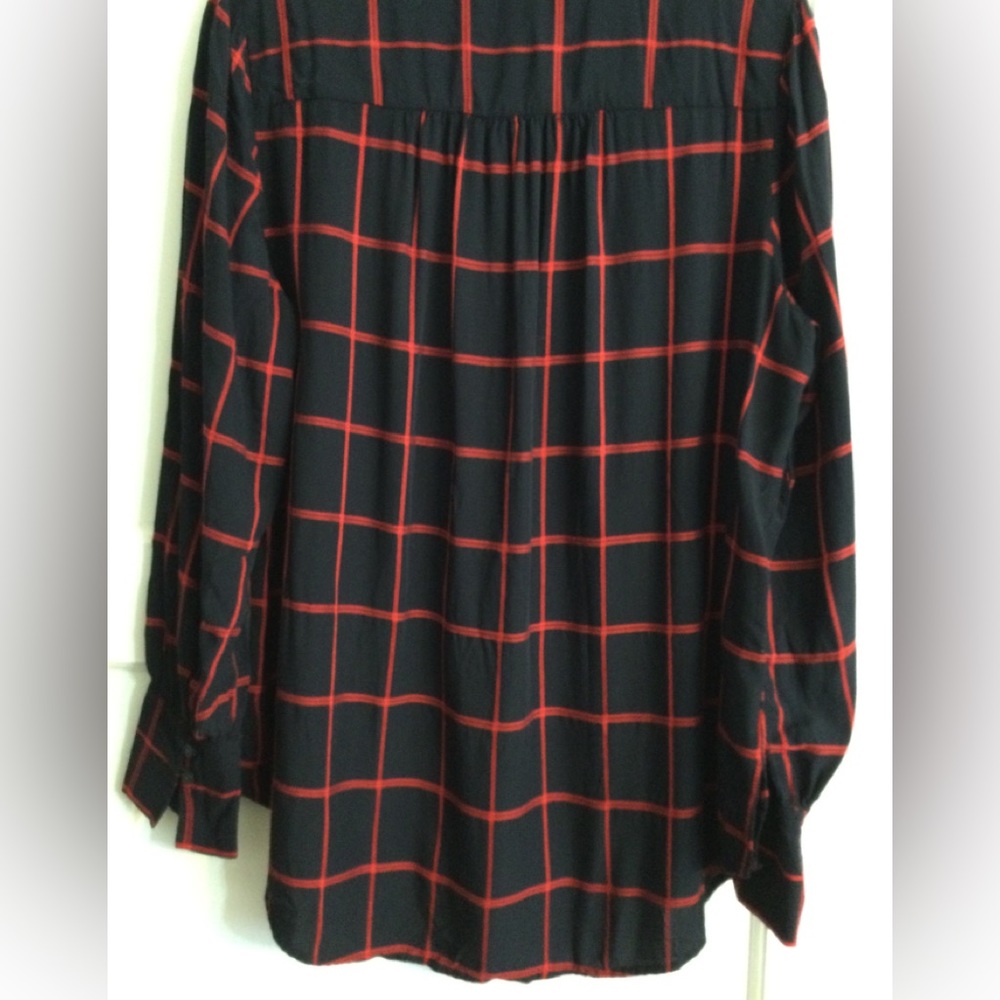 Loft Black/Blue Red Square Pattern Button Down Ra… - image 2